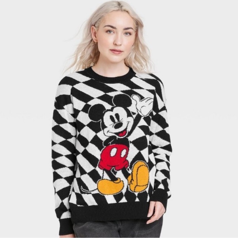 Disney Mickey Mouse Black and White Sweater Size Small